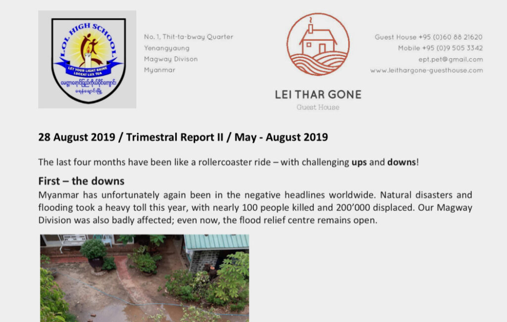 Quartalsbericht II 2019 - Projekt Yenangyaung