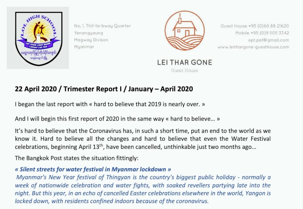 Trimester Report I 2020 Trimester Report I 2020
